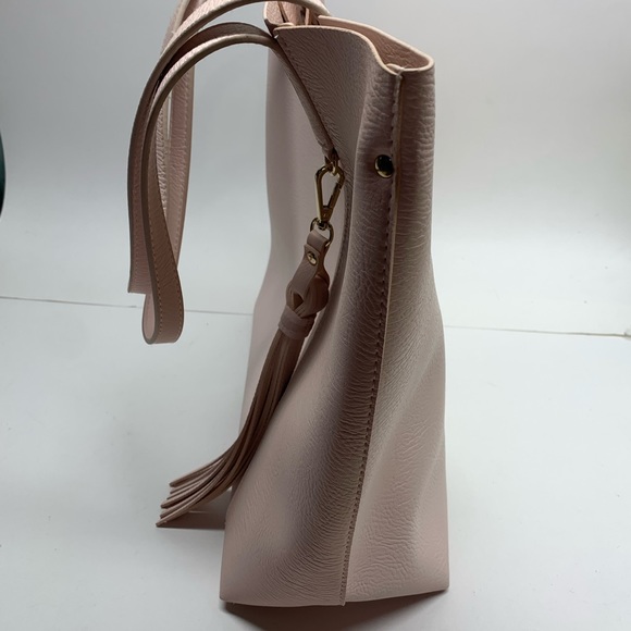 Light Pink Blush Two Tone Large Faux Leather Convertible Work Tote, Ulta, Tassel - Picture 16 of 16